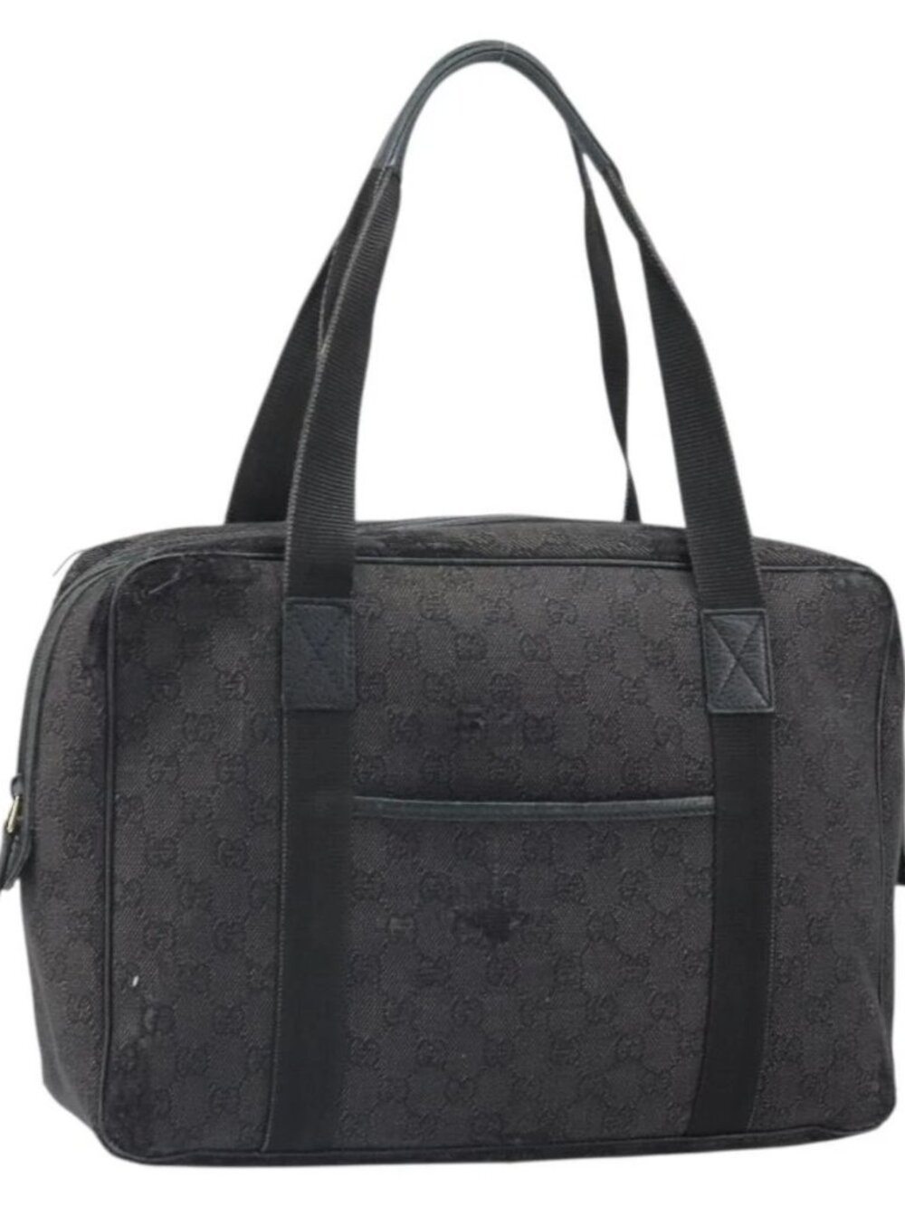 GUCCI GG Canvas Hand Bag Black 282529 Auth bs32670